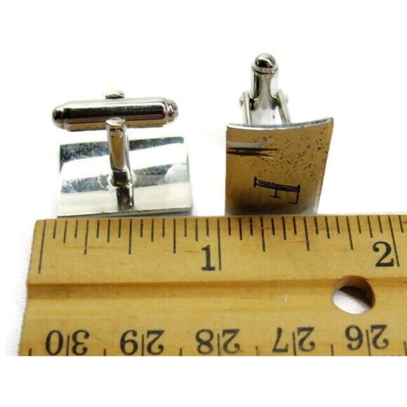 "F" Monogram Anson Cufflinks Vintage Sterling Silver 925 Patina Tux Shirt Dress - Picture 7 of 9